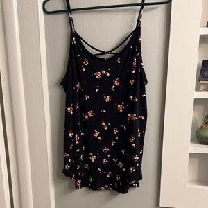 Kaileigh Navy Floral Strap Top